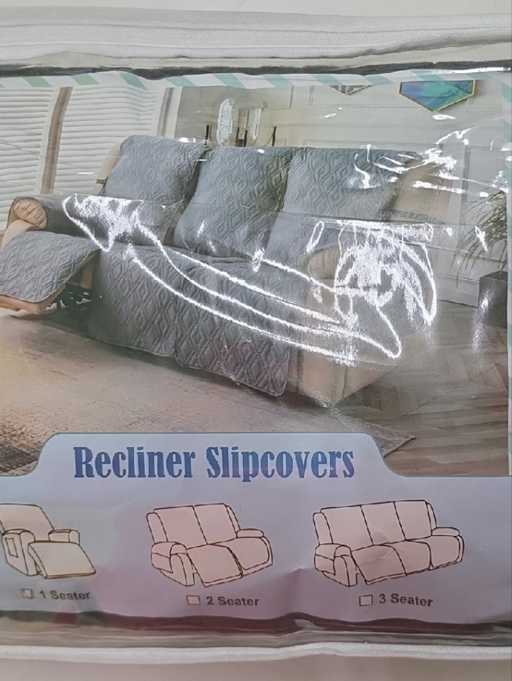 Recliner Slipcover  in Slate Gray - Packaged For 1 Seater